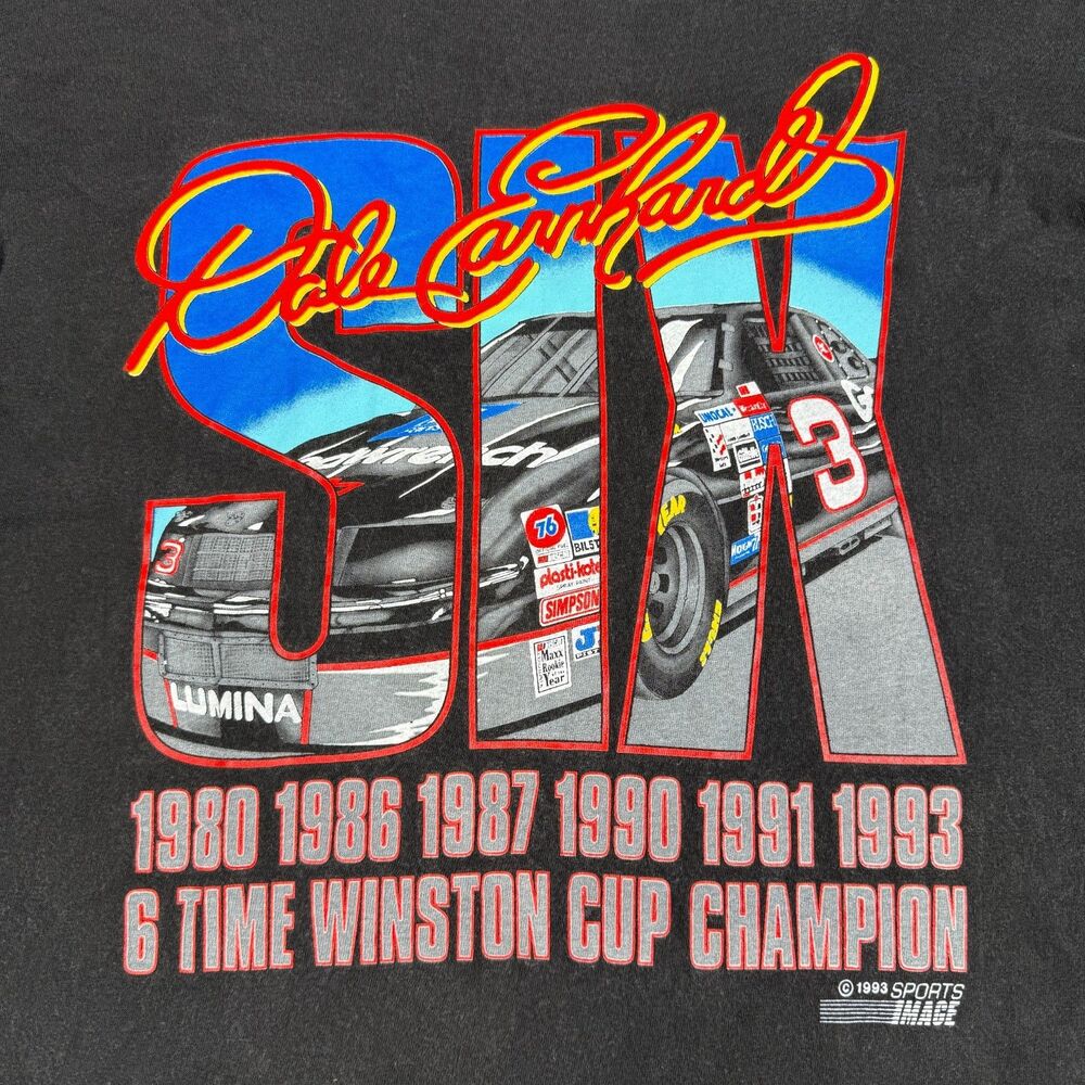 VTG 90s Dale Earnhardt Shirt Mens Large Black 6-Time Winston Cup NASCAR Tee 1993
